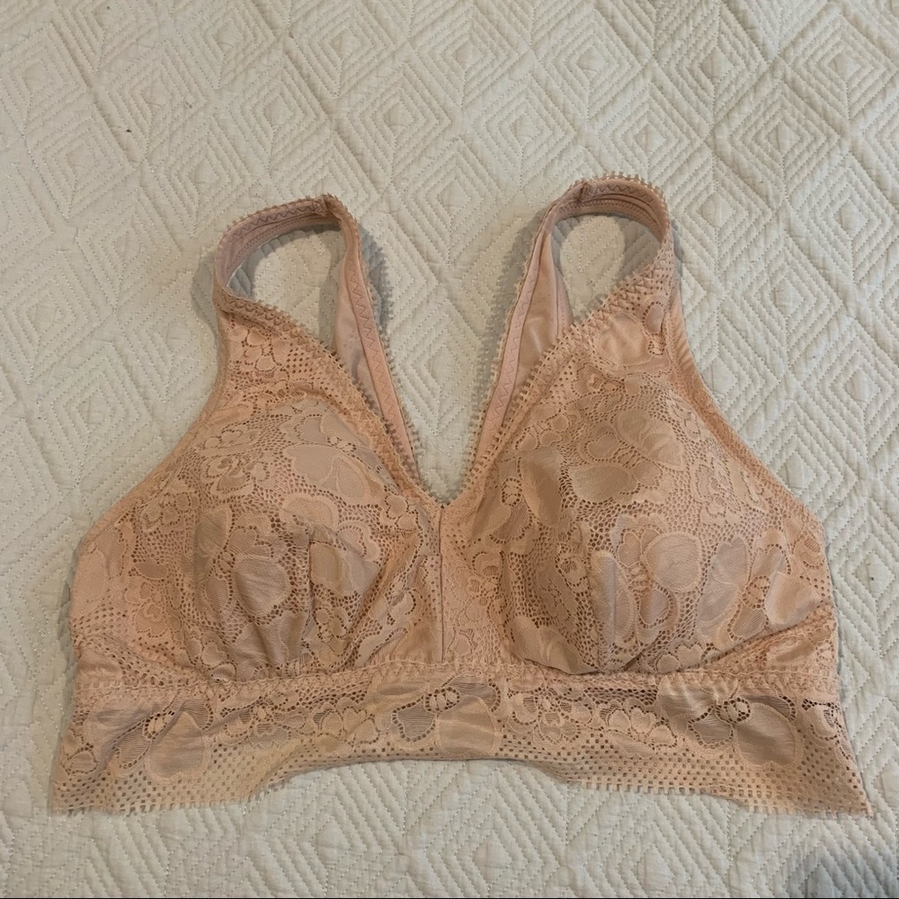Aerie Paradise Lace Padded Plunge Bralette Size XL